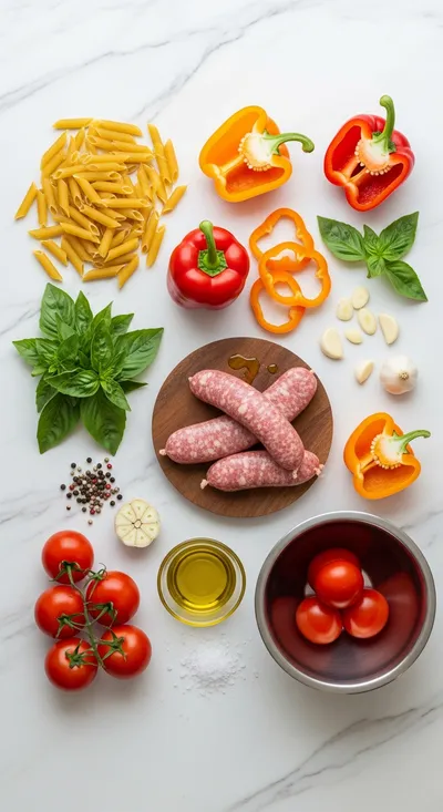Sweet Pepper & Sausage Pasta - cooking process