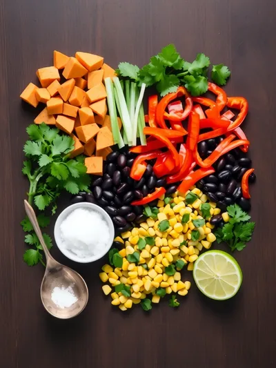 Sweet Potato Breakfast Hash With Black Beans - ingredients preparation