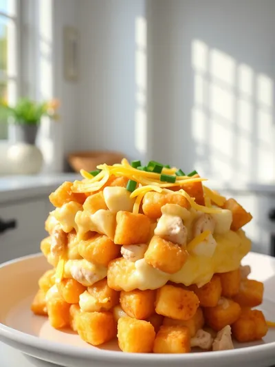 Tater Tot Breakfast Casserole with Plain Chicken