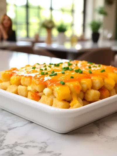 Tater Tot Breakfast Casserole with Plain Chicken - ready to serve