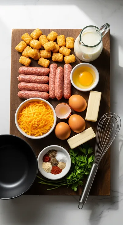 Tater Tot Sausage Breakfast Casserole - cooking process