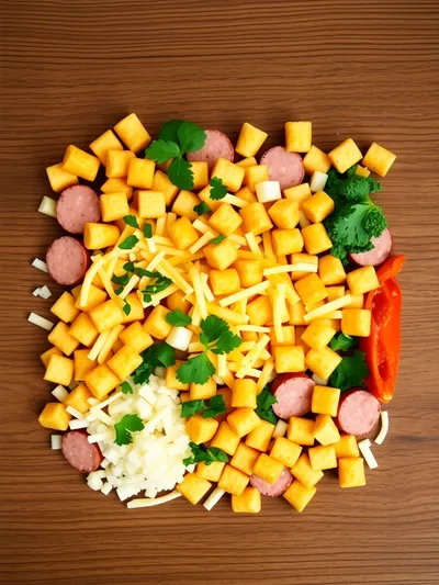 Tater Tot Sausage Breakfast Casserole - ingredients preparation