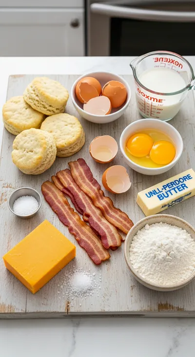 Turkey Bacon, Egg, and Cheese Biscuit Bake - cooking process