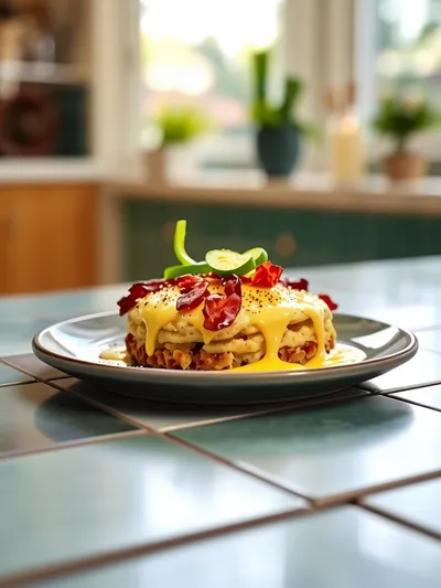 Easy Turkey Bacon Egg and Hashbrown Casserole - ready to serve