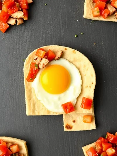 Turkey Egg Salsa Breakfast Rollups - ingredients preparation