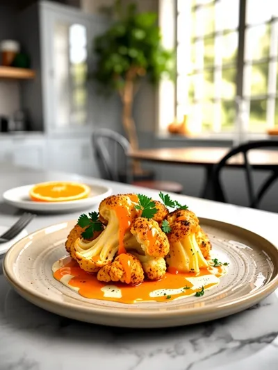 Vegan Baked Orange Cauliflower - cooking process