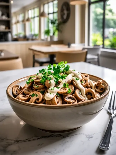 One Pot Vegan Mushroom Stroganoff - ready to serve
