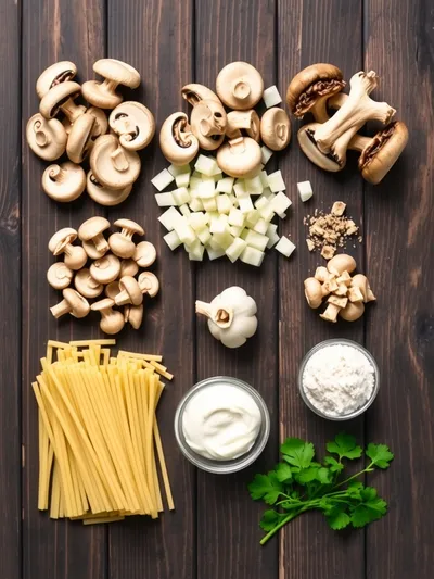 One Pot Vegan Mushroom Stroganoff - ingredients preparation