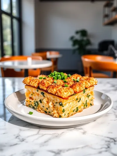 Vegan Tater Tot Breakfast Casserole - ready to serve