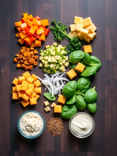 Vegan Tater Tot Breakfast Casserole - ingredients preparation