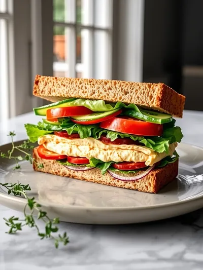 Veggie and Hummus Sandwich – Quick & Easy Vegan Delight - ready to serve